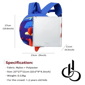 DB Dinosaur Toddler mini backpack with leash,children Kids baby harness bookbag (Deep Blue) - For 1-2 years old baby
