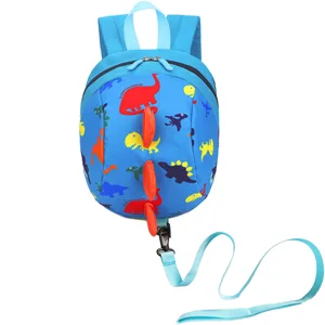 DB Dinosaur Toddler mini backpack with leash,children Kids baby harness bookbag (Deep Blue) - Sky blue