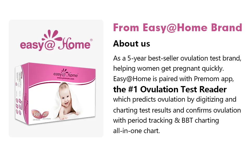 Ovulation & Pregnancy Test Strips Kit: EasyHome 100 Ovulation Tests 20 Pregnancy Tests Powered by Premom Ovulation APP | 100LH + 20HCG - ovulation strips