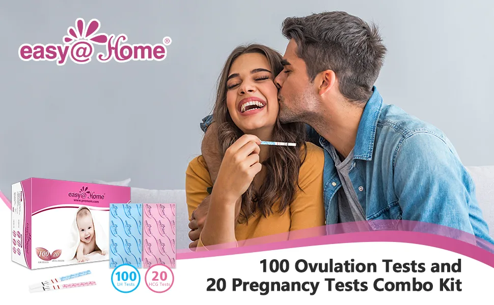 Ovulation & Pregnancy Test Strips Kit: EasyHome 100 Ovulation Tests 20 Pregnancy Tests Powered by Premom Ovulation APP | 100LH + 20HCG - ovulation tests