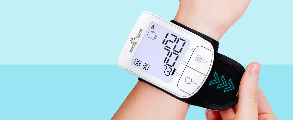 Automatic Wrist Blood Pressure Monitor: EasyHome Bluetooth Smart Large Cuff BP Machine | Digital Sphygmomanometer| Heart Positioning Indicator | iOS & Android APP | EBP-085 - Adjustable Wristband