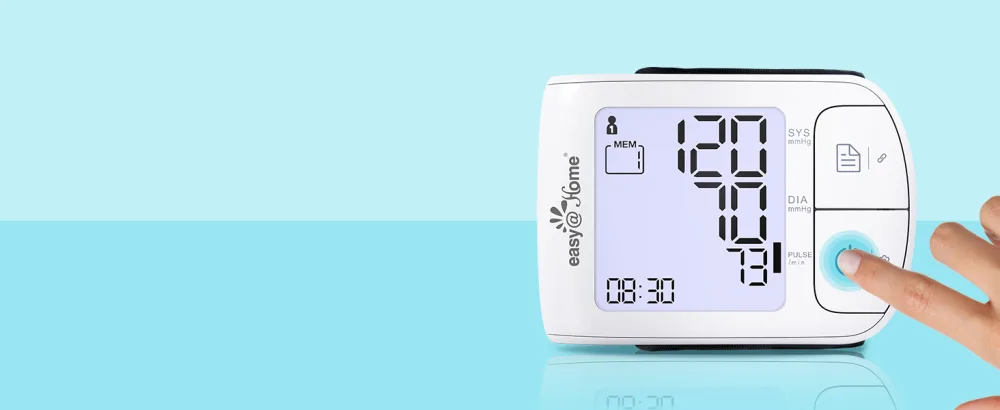 Automatic Wrist Blood Pressure Monitor: EasyHome Bluetooth Smart Large Cuff BP Machine | Digital Sphygmomanometer| Heart Positioning Indicator | iOS & Android APP | EBP-085 - One-Button Design