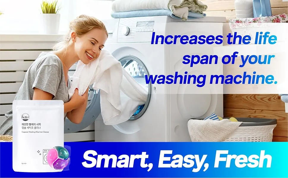 Washing Machine Cleaner Triple Pods, Cleaning Liquid Pacs by Betterthanbefore, Odor Removal, Deep Cleaning Formula, Compatible with Front Loader & Top Load Washer, 1 Year Supply (6 Pods, Pack of 2) - product information 2