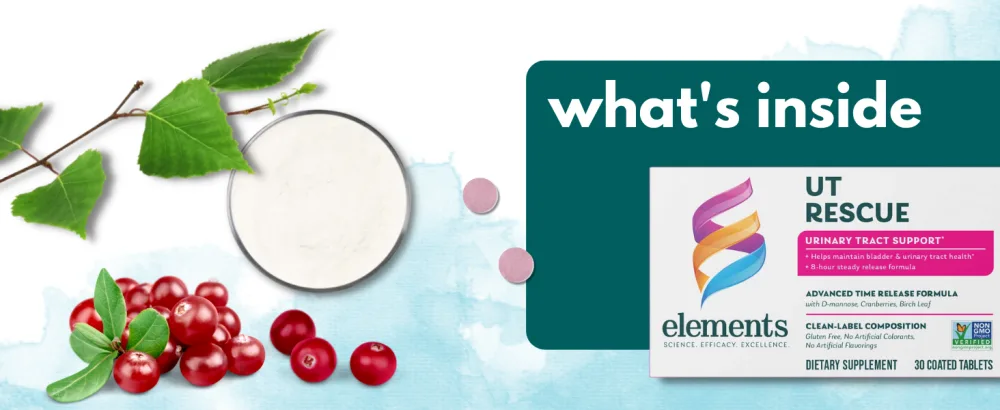 Elements UT Rescue, 60 Tablets (30 Day Supply), Urinary Tract Support Supplement, Bladder and Urinary Tract Health Support and Cleanse, Gluten Free, Non-GMO Certified - What