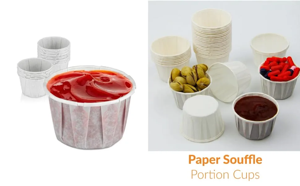 500 Pack 1.25 oz Treated Paper Souffle Portion Cups for Condiments Samples Measuring Jello Shots Sauce Disposable Cup - White - Treated Paper Souffle Portion Cups