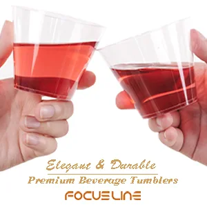 FOCUSLINE 9 oz Clear Plastic Cups, 100 Pack Disposable Cups Reusable Plastic Cups Tumblers, Heavy Duty Hard Plastic Cups for Wedding, Thanksgiving, Halloween, Christmas Party - clear plastic cups