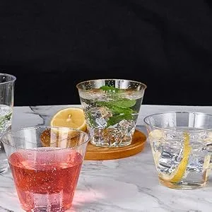 FOCUSLINE 9 oz Clear Plastic Cups, 100 Pack Disposable Cups Reusable Plastic Cups Tumblers, Heavy Duty Hard Plastic Cups for Wedding, Thanksgiving, Halloween, Christmas Party - Plastic Tumblers