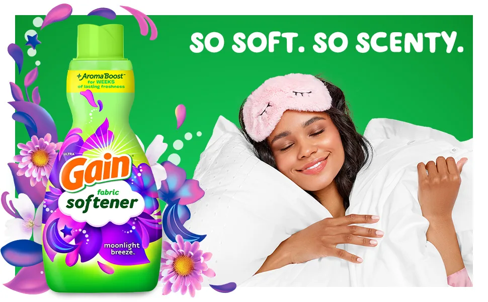 Gain Laundry Fabric Softener Liquid, Moonlight Breeze, Packaging May Vary, Total 192 Loads, 41 Fl Oz, Pack of 4 - So soft. So scenty.