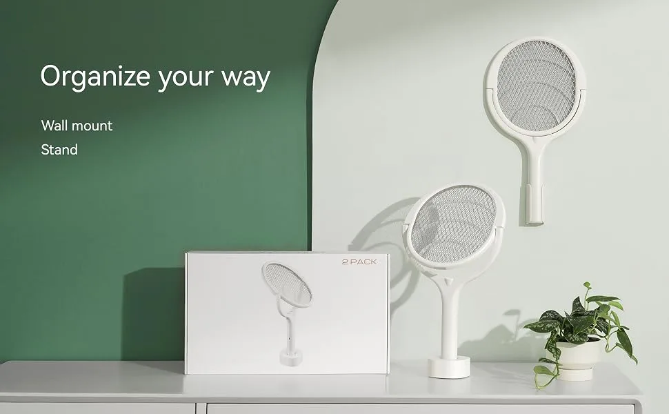 Rotating Head Rechargeable Electric Fly Swatter Electric Fly Swatter Racket Bug Zapper Racket Mosquito Zapper Indoor Bug Zapper Indoor Fruit Fly Zapper Racket Spider Killer Gnat Trap Wasp Catcher 1 - Pack - Electric Fly Swatter Electric Bug Zapper Racket Mosquito Zapper Indoor Bug Zapper Indoor Fly Zapper