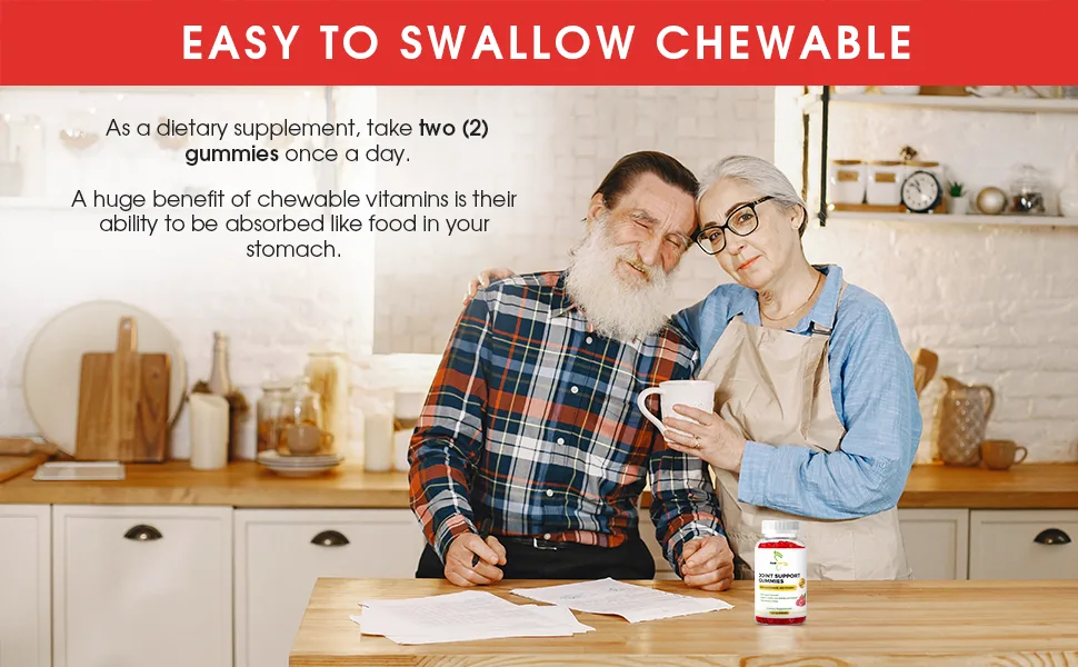 Joint Support Chewable Gummies Extra Strength with Glucosamine & Vitamin E  Natural Joint & Flexibility Support  120 Gummies - Directions of Gout and You Joint Support Gummies