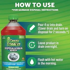 Green Gobbler Garbage Disposal & Kitchen Sink Drain Cleaner | 2 Pack - 16 Uses - Directions for use