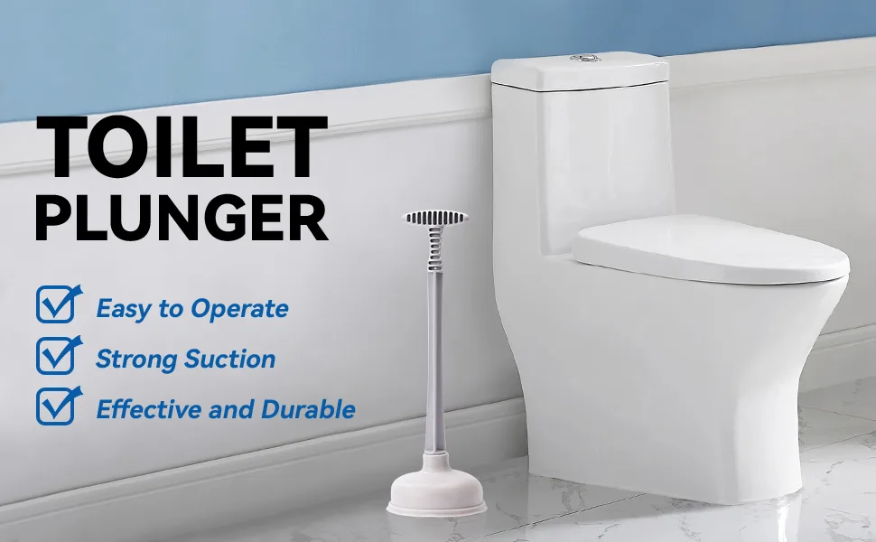 HMQCI Toilet Plunger High Pressure Thrust Plunge Removes Heavy Duty Clogs from Clogged Bathroom Toilet (Blue) - Toilet Plunger