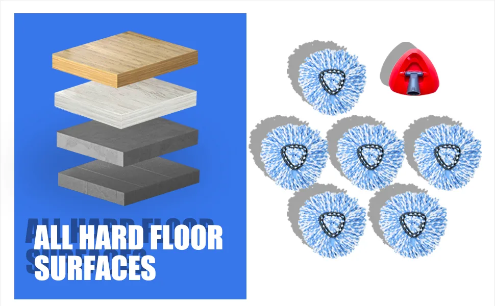 homsis 6 Pack Mop Replace Head Compatible with O Cedar 2-Tank RinseClean Spin Mop - Mop Refills Made of Microfiber, Deep Cleaning, Machine Washable and Easy to Replace - Mop replace head