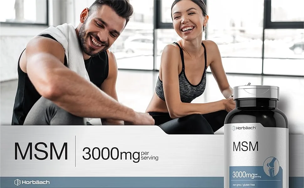 MSM Supplement | 3000mg | 300 Coated Caplets | Methylsulfonylmethane with Calcium | Vegetarian, Non-GMO, Gluten Free | by Horbaach - header