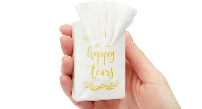 60 Pack Bulk Pocket-Size Facial Tissues for Graduation, Wedding Party Favors, Individual Use, 10 Sheets Per Pack - Detail