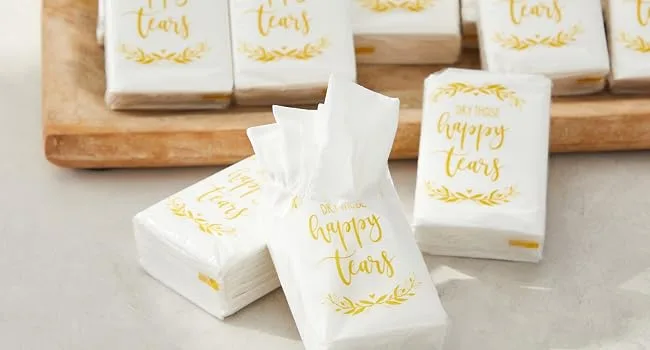 60 Pack Bulk Pocket-Size Facial Tissues for Graduation, Wedding Party Favors, Individual Use, 10 Sheets Per Pack - Lifestyle