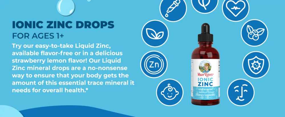 Mary Ruth's Liquid Ionic Zinc Liquid Drops for Immune Support Unflavored 4oz.(120 ml) - Zinc Drops, Unflavored, 4 oz