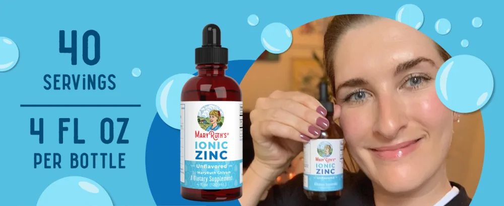 Mary Ruth's Liquid Ionic Zinc Liquid Drops for Immune Support Unflavored 4oz.(120 ml) - Zinc Drops, Unflavored, 4 oz