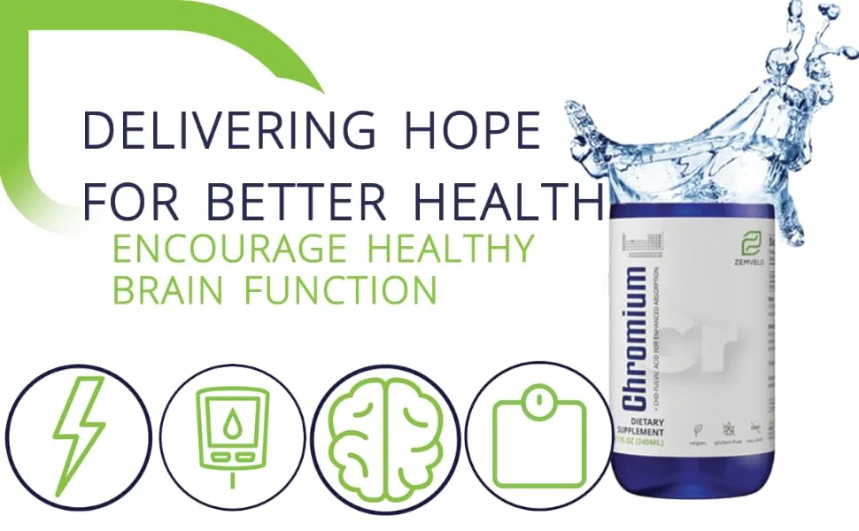 Liquid Ionic Chromium | 96 Day Supply | Body Disposition | Blood Sugar Balance | Graceful Aging for Adults - Zemvelo Liquid Ionic Chromium Supplement by Mineralife