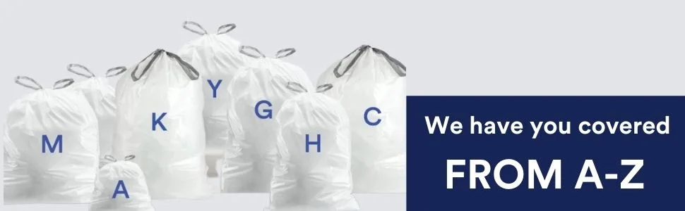 Plasticplace Trash Bags simplehuman (x) Code J Compatible White Drawstring Garbage Liners 10-10.5 Gallon / 38-40 Liter  21" x 28", 50 Count (Pack of 1) - cleaning supplies, garbage bags, recycling bags, large trash bags, recycle bags