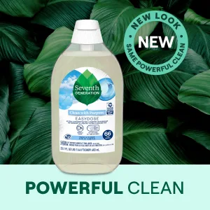 Seventh Generation EasyDose Laundry Detergent, Ultra Concentrated: 66 Loads, Free & Clear Designed for Sensitive Skin, 23.1 Fl Oz - Powerful Clean