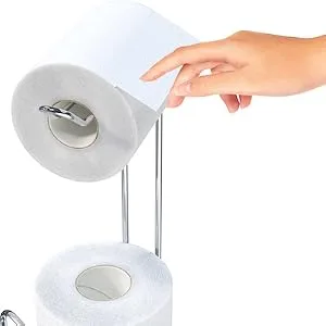 SimpleHouseware Bathroom Toilet Tissue Paper Roll Storage Holder Stand, Chrome Finish Standard Chrome - easy access