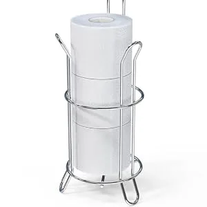 SimpleHouseware Bathroom Toilet Tissue Paper Roll Storage Holder Stand, Chrome Finish Standard Chrome - mega