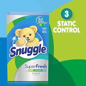 Snuggle Liquid Fabric Softener, SuperFresh Original, Eliminates Tough Odors, 2X Concentrated, 150 Loads Fresh 75 Fl Oz (Pack of 1) - Snuggle Dryer Sheets