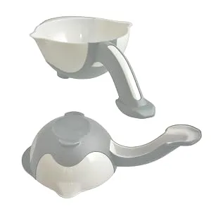 Maddak Ableware Non-Slip Stay Bowl with Handle, White with Gray - SP Ableware Maddak Stay Bowl with Handle Extra Trunk Support when Eating