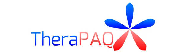 TheraPAQ Ice Packs for Injuries Reusable Version - Adjustable 14 x 6 Inch Hot and Cold Gel Pack w/Adjustable Strap for Shoulder, Knee, Back, Ankle, and Foot Discomfort - Sports Therapy and Recovery Gel Pack & Flexible Strap - TheraPAQ logo
