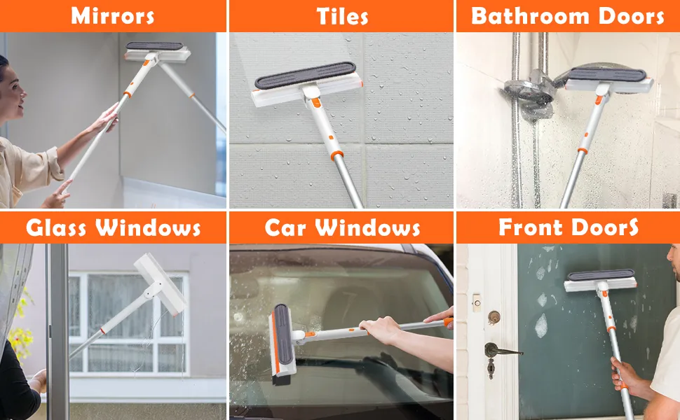 Squeegee for Window Cleaning, 26"-35" Window Telescoping Squeegee, Multi-Angle Window Cleaning Squeegee for Car Windshield, Tiles, Shower Glass Door Long Squeegee - Telescoping Squeegee