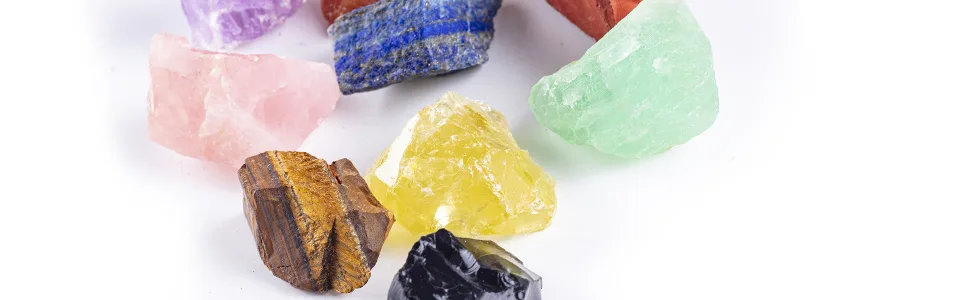 UFEEL 3 lbs Bulk Rough Stone Mix - Large 1" Natural Raw Crystals for Tumbling, Cabbing, Polishing, Wire Wrapping Multiple Color 3 LB - 3 lbs Bulk Rough Stone