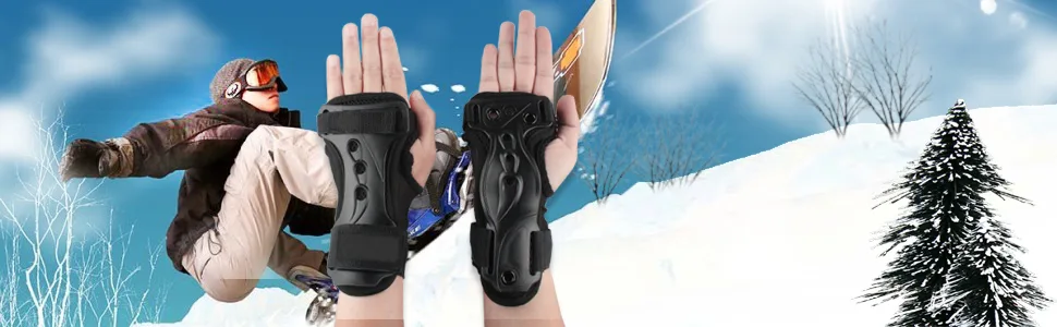 Andux Ski Gloves Extended Wrist Palms Protection Roller Skating Hard Gauntlets Adjustable Skateboard Gauntlets Support HXHW-01 Medium - Wrist Palms