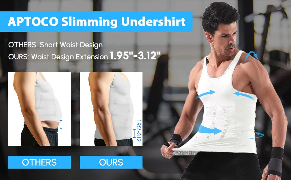 Aptoco Compression Shirts for Men Slimming,Men Body Shaper Fajas para Hombres Undershirt for Men's Gynecomastia Black Medium - slimming undershirts