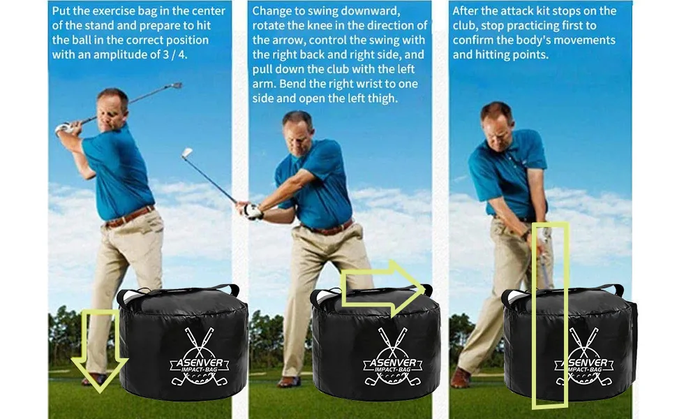 ASENVER Golf Swing Impact Trainer Bag Golf Power Smash Bag Black- Target Pattern - product information 4