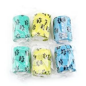 AUPCON Vet Wrap Self Adherent Wrap Cohesive Bandage Animal Bandage Self Adhesive Bandages for Horse, Pets & Ankle Sprains & Swelling (4in, Mix Paw) 4 Inch Mix Paw - product information 5