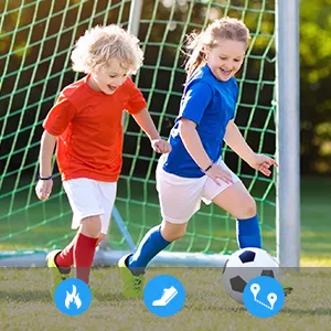 BIGGERFIVE Slim Kids Fitness Tracker Watch for Boys Girls Teens, Waterproof Activity Tracker with Pedometer, Sleep Monitor, Alarm Clock, Calorie Counter, Step Counter ( Dual Bands ) Black&Blue - Activity Tracking
