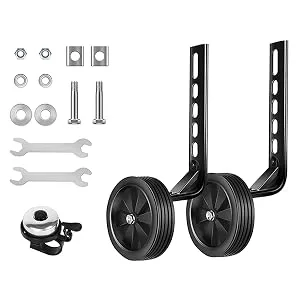 BNKIHDD Bicycle Training Wheels for Kids Stronger Version Replacement Adjustable Bicycles Stabilizer for Children, Suitable for 12/14/ 16/18/ 20/ inch Children's Single Speed Bikes black - Package Includes