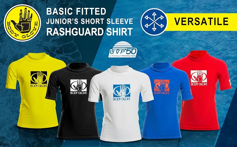Body Glove Junior Basic Fitted Short Sleeve Rash Guard, Red, Size 14 - 13210J - Basic - Junior Fitted Short Arm Rash Guard