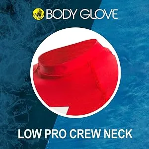 Body Glove Junior Basic Fitted Short Sleeve Rash Guard, Red, Size 14 - LOW PROFILE NECK