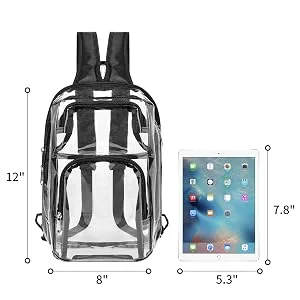Busiuw Clear Backpack Stadium Approved Clear Sling Bag 12x6x12 with Adjustable Reinforced Straps, Clear Chest Bag for Festivals and Games (Black) Small Black - product information 16