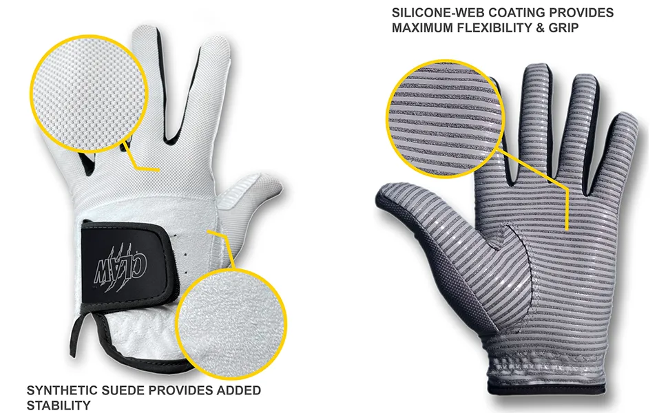 CaddyDaddy Claw Pro Mens Golf Glove - Breathable, Long Lasting Grey Large Left - Claw Pro golf glove