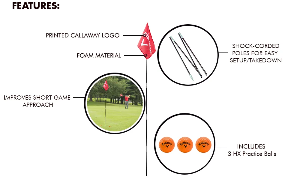 Callaway Backyard Driving Range Golf Flags For Yard, 6.5 Ft., 2 Pack, Red - Flag Features Banner