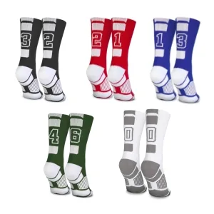 Half Cushioned Crew Basketball Socks | One Size Black - custom team number socks