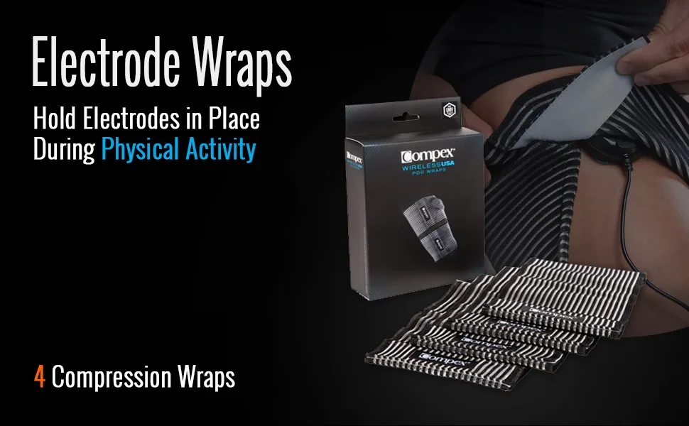 Compex Electrode Wraps - Hold Electrodes in Place During Physical Activity - for Edge, Performance, Sport Elite, Wireless Muscle Stimulators (4 Wraps) - Compex Electrode Wraps - Hold Electrodes in Place During Physical Activity