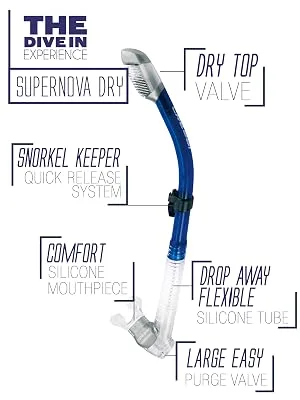 Cressi Supernova Dry - CRESSI, SUPERNOVA DRY, DRY SNORKEL, SNORKEL, SNORKELING, DIVING