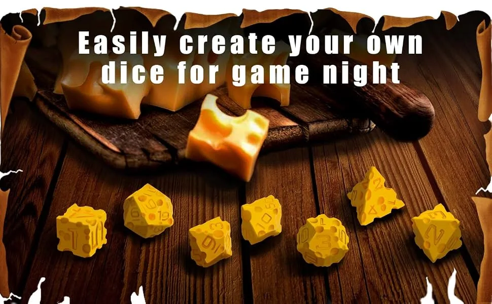 DND Cheese Dice 3D Printed 7PCS Polyhedral Food Themed Dice Set Great for Dungeons and Dragons, Pathfinder, Tabletop RPG, MTG Game - DD04