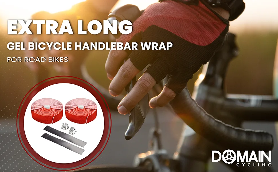 Domain Cycling Extra Long Gel Bicycle Handlebar Bar Tape Wrap for Road Bikes and Cycling Black - domain cycling handlebar bar tape wrap