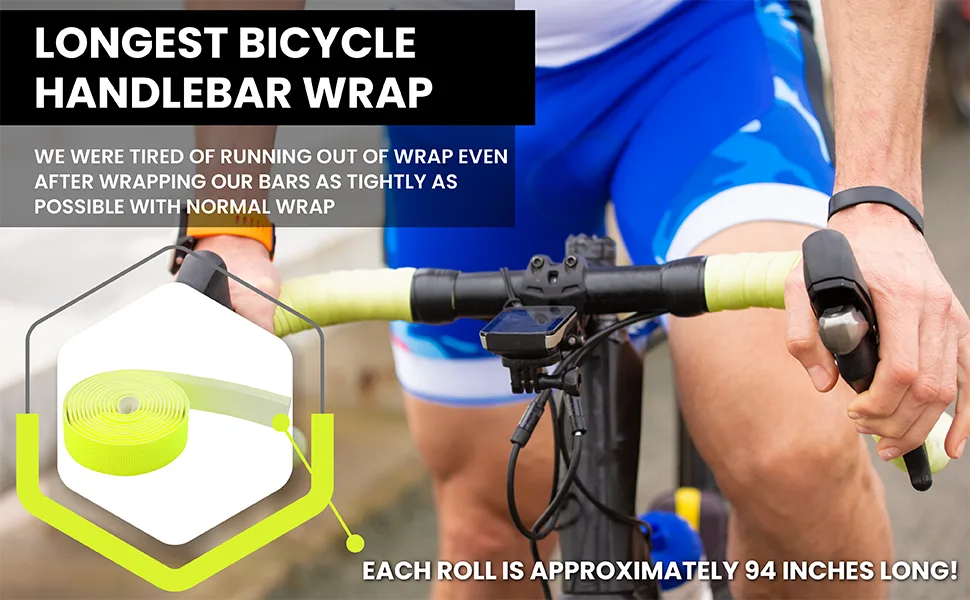 Domain Cycling Extra Long Gel Bicycle Handlebar Bar Tape Wrap for Road Bikes and Cycling Black - domain cycling handlebar bar tape wrap