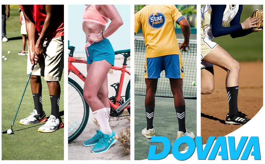 DOVAVA Dri-tech Compression Crew Socks (4/6 Pairs), Comfort Anti-Blister Boost Circulation Large-X-Large Black (4 Pairs) - compression socks